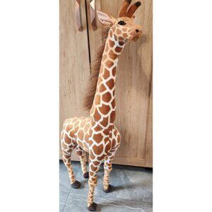 Linzy Plush Giraffe Large Standing Stuffed Animal Realistic Safari Decor Brown